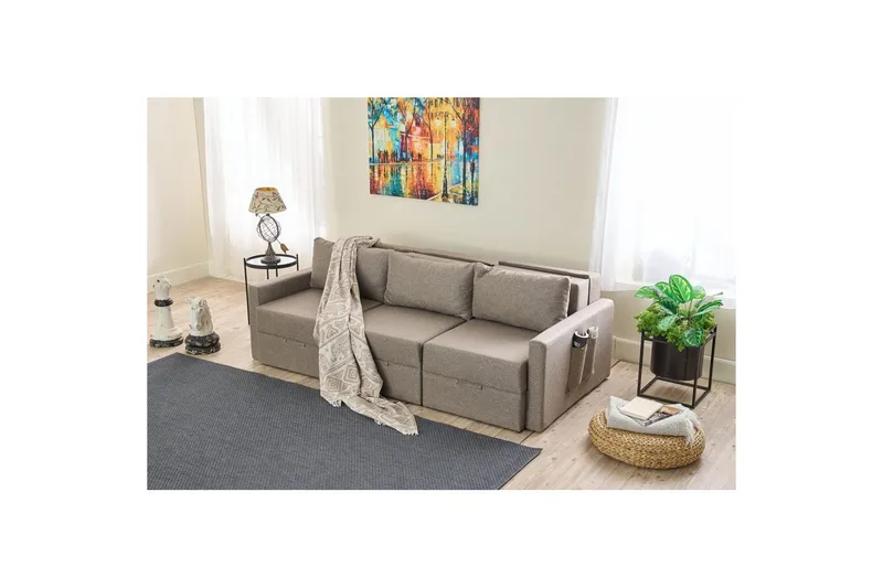 Savra Sovesofa 3-sits - Brun - Møbler - Sofaer - Sovesofaer - 3 seters sovesofa