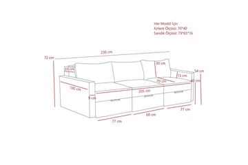 Savra Sovesofa 3-sits - Krem - Møbler - Sofaer - Sovesofaer - 3 seters sovesofa