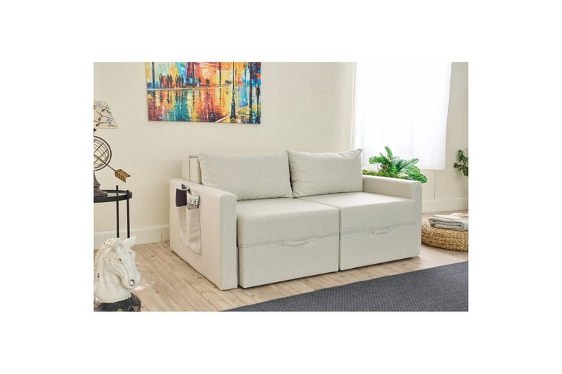 Savra Sovesofa med Divan 2-sits - Krem - Møbler - Sofaer - Sovesofaer - 2 seters sovesofa