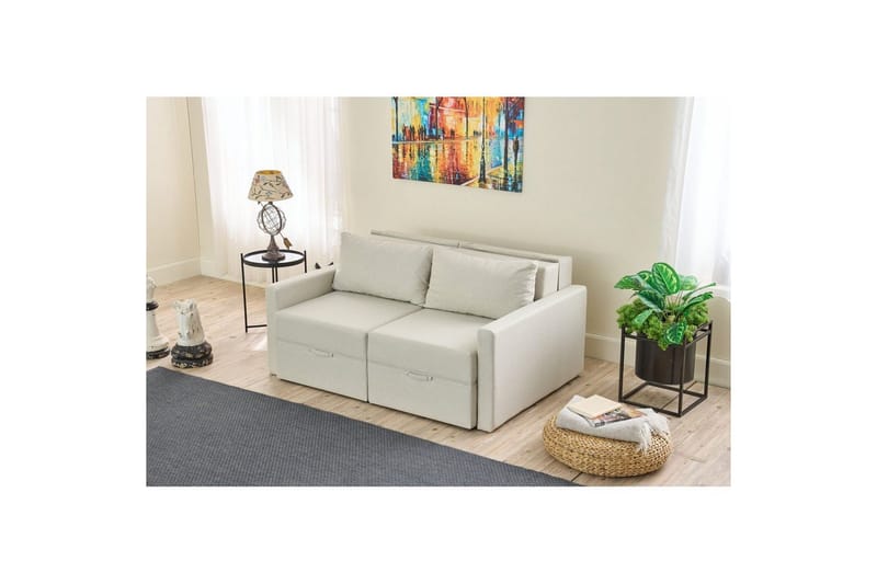 Savra Sovesofa med Divan 2-sits - Krem - Møbler - Sofaer - Sovesofaer - 2 seters sovesofa