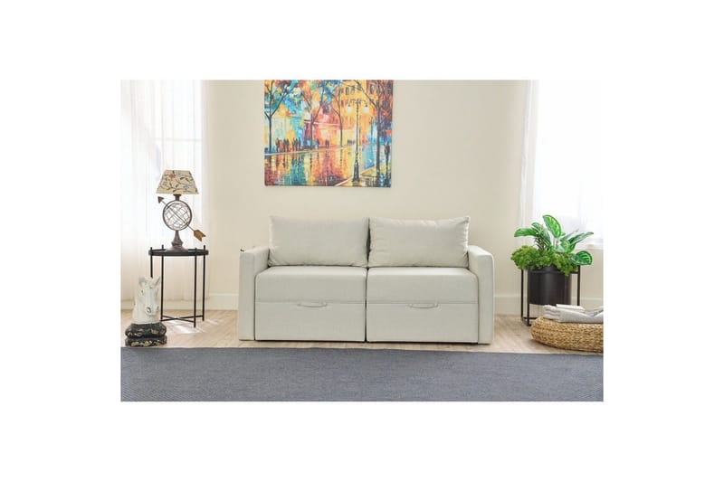 Savra Sovesofa med Divan 2-sits - Krem - Møbler - Sofaer - Sovesofaer - 2 seters sovesofa