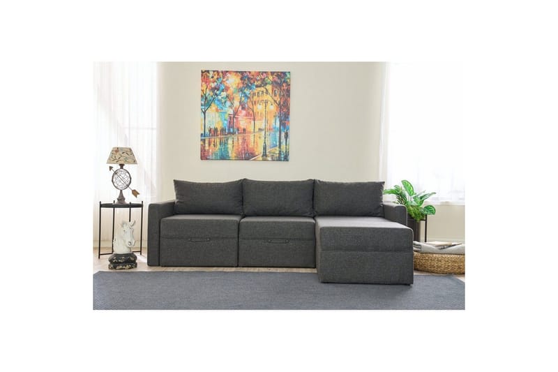 Savra Sovesofa med Divan 3-sits - Antrasitt - Møbler - Sofaer - Sovesofaer - Hjørnesovesofa