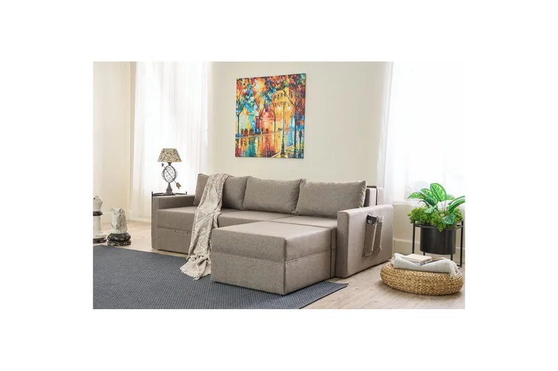 Savra Sovesofa med Divan 3-sits - Brun - Møbler - Sofaer - Sovesofaer - Hjørnesovesofa