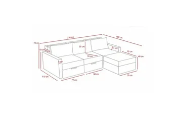 Savra Sovesofa med Divan 3-sits - Brun - Møbler - Sofaer - Sovesofaer - Hjørnesovesofa