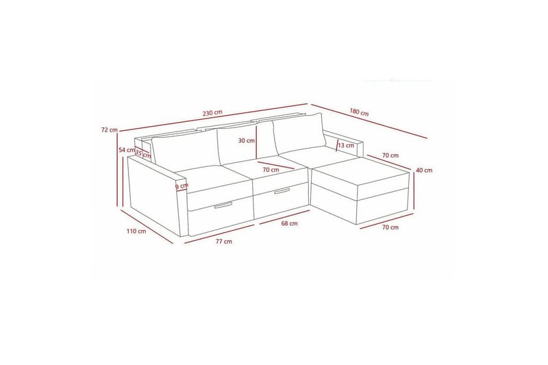 Savra Sovesofa med Divan 3-sits - Krem - Møbler - Sofaer - Sovesofaer - Hjørnesovesofa