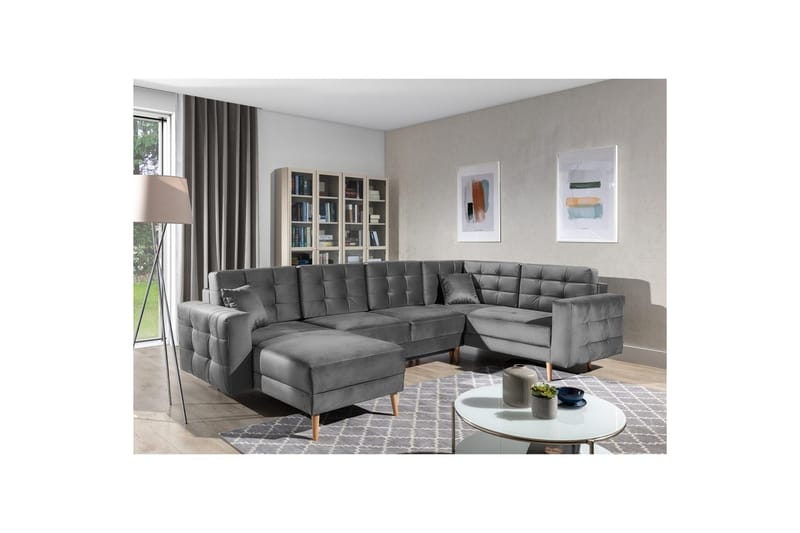 Seksjon Eltap Asgard U 326x202x93 cm - Monolith 85, Grå - Møbler - Sofaer - Sovesofaer - Hjørnesovesofa