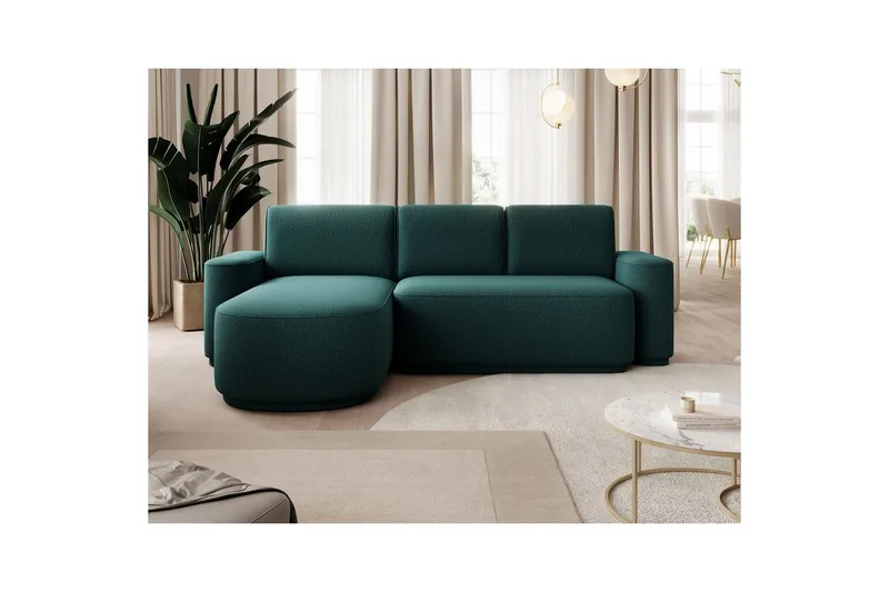 Seksjon Eltap Aurumm 285x92x180 cm - Enjoy 35, Grønn, Venstre - Møbler - Sofaer - Sovesofaer - Sovesofa divan