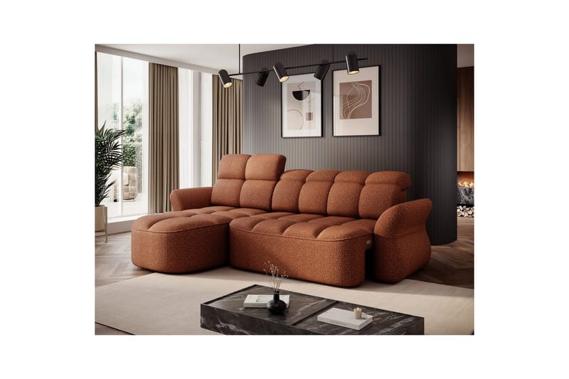 Seksjon Eltap Beneth 301x115x185 cm - Breona 30, Oransje, Venstre - Møbler - Sofaer - Sovesofaer - Sovesofa divan