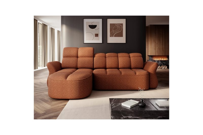 Seksjon Eltap Beneth 301x115x185 cm - Breona 30, Oransje, Venstre - Møbler - Sofaer - Sovesofaer - Sovesofa divan