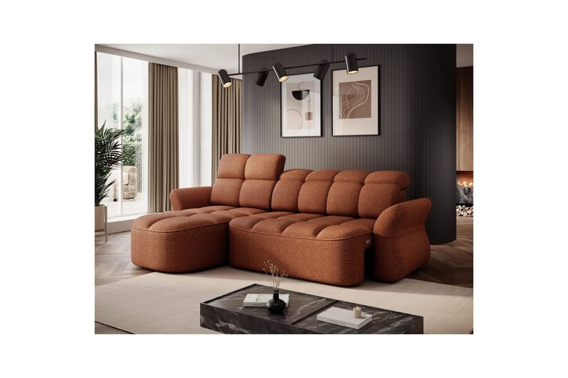 Seksjon Eltap Beneth 301x115x185 cm - Breona 30, Oransje, Venstre - Møbler - Sofaer - Sovesofaer - Sovesofa divan