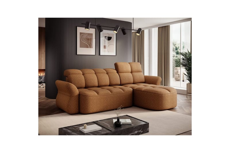 Seksjon Eltap Beneth 301x115x185 cm - Breona 45, Gul, Høyre - Møbler - Sofaer - Sovesofaer - Sovesofa divan