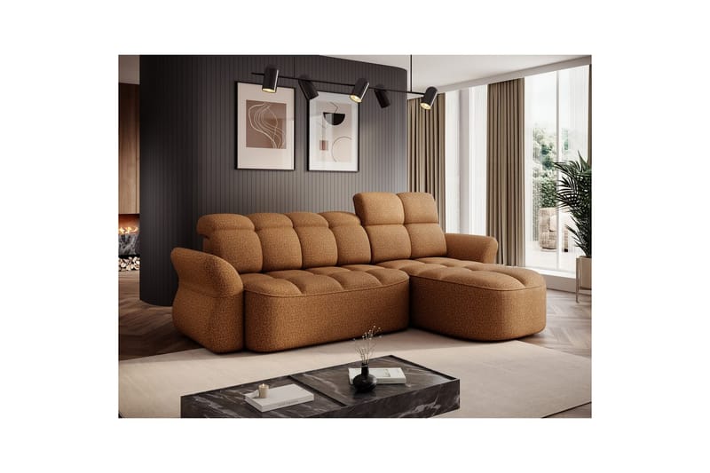 Seksjon Eltap Beneth 301x115x185 cm - Breona 45, Gul, Høyre - Møbler - Sofaer - Sovesofaer - Sovesofa divan