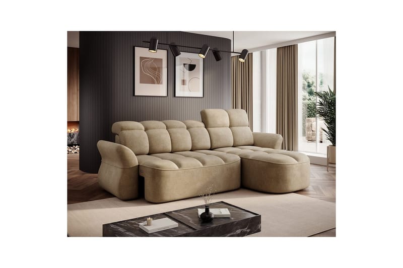 Seksjon Eltap Beneth 301x115x185 cm - Nube 20, Beige, Høyre - Møbler - Sofaer - Sovesofaer - Sovesofa divan