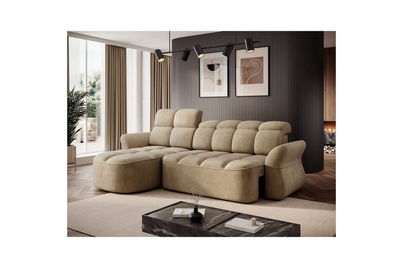 Seksjon Eltap Beneth 301x115x185 cm - Nube 20, Beige, Venstre - Møbler - Sofaer - Sovesofaer - Sovesofa divan