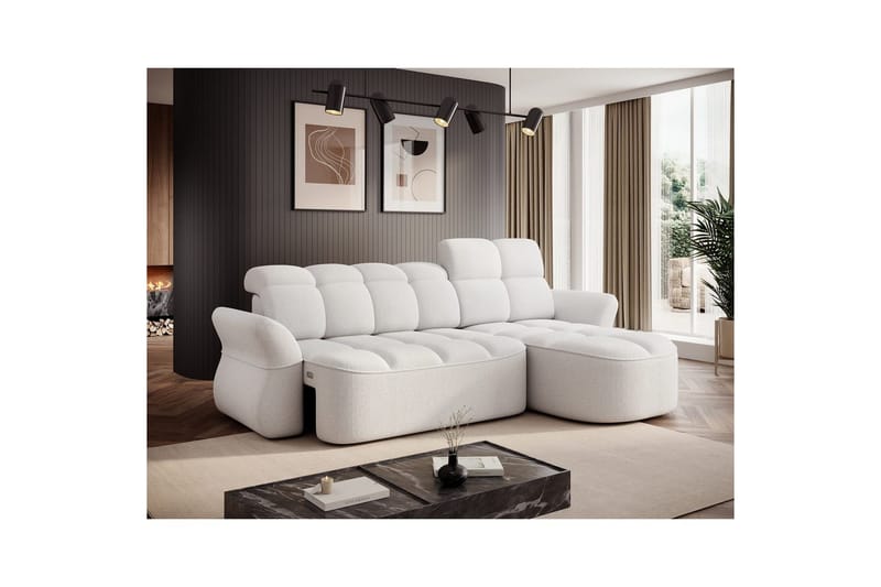 Seksjon Eltap Beneth 301x115x185 cm - Paolli 01 Hvit, Høyre - Møbler - Sofaer - Sovesofaer - Sovesofa divan