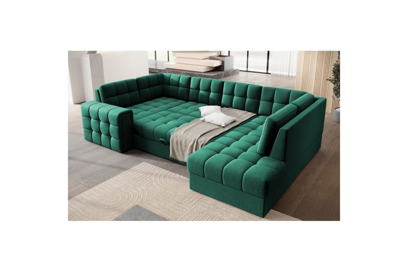 Seksjon Eltap Blewett 299x198x82 cm - Lukso 35, Grønn, Høyre - Møbler - Sofaer - Sovesofaer - Hjørnesovesofa