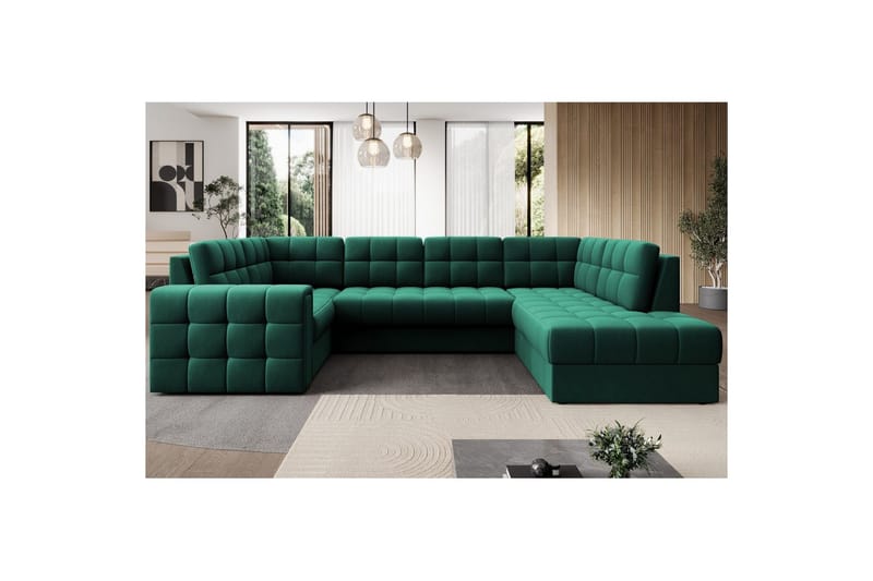 Seksjon Eltap Blewett 299x198x82 cm - Lukso 35, Grønn, Høyre - Møbler - Sofaer - Sovesofaer - Hjørnesovesofa