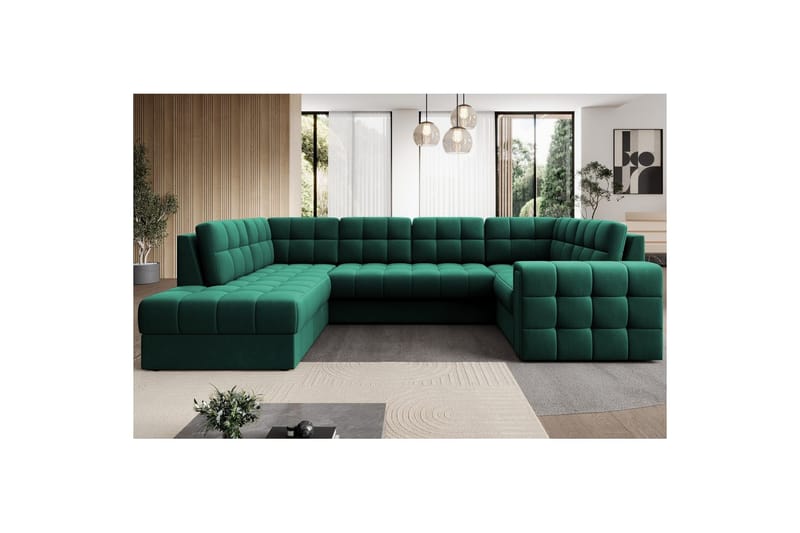 Seksjon Eltap Blewett 299x198x82 cm - Lukso 35, Grønn, Venstre - Møbler - Sofaer - Sovesofaer - Hjørnesovesofa