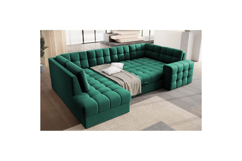 Seksjon Eltap Blewett 299x198x82 cm - Lukso 35, Grønn, Venstre - Møbler - Sofaer - Sovesofaer - Hjørnesovesofa