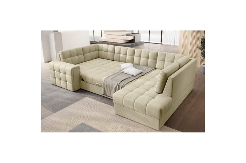 Seksjon Eltap Blewett 299x198x82 cm - Monolith 04, Beige, Høyre - Møbler - Sofaer - Sovesofaer - Hjørnesovesofa