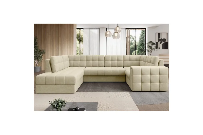 Seksjon Eltap Blewett 299x198x82 cm - Monolith 04, Beige, Venstre - Møbler - Sofaer - Sovesofaer - Hjørnesovesofa