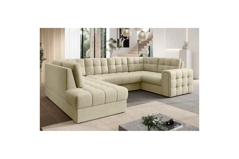 Seksjon Eltap Blewett 299x198x82 cm - Monolith 04, Beige, Venstre - Møbler - Sofaer - Sovesofaer - Hjørnesovesofa