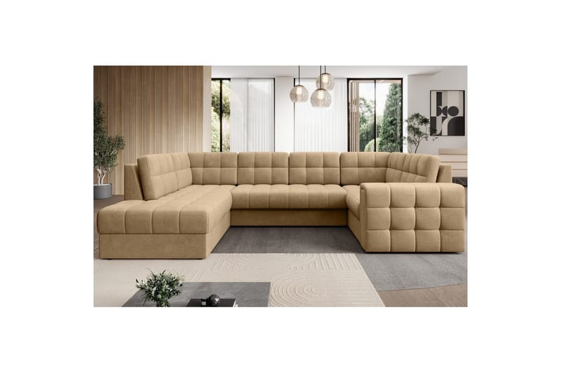 Seksjon Eltap Blewett 299x198x82 cm - Monolith 09, Mørk beige, Venstre - Møbler - Sofaer - Sovesofaer - Hjørnesovesofa