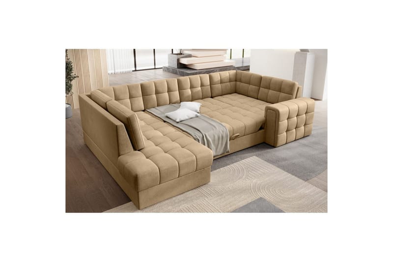 Seksjon Eltap Blewett 299x198x82 cm - Monolith 09, Mørk beige, Venstre - Møbler - Sofaer - Sovesofaer - Hjørnesovesofa