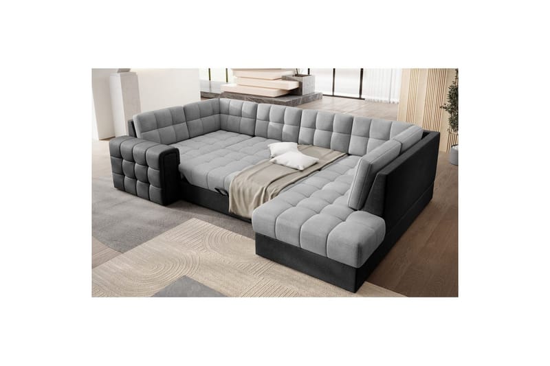 Seksjon Eltap Blewett 299x198x82 cm - Monolith 84, Monolith 97, Lys Grå, Mørk Grå, Høyre - Møbler - Sofaer - Sovesofaer - Hjørnesovesofa