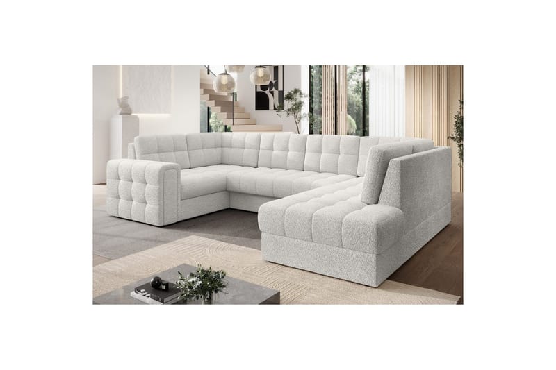 Seksjon Eltap Blewett 299x198x82 cm - Royal 01, Hvit, Høyre - Møbler - Sofaer - Sovesofaer - Hjørnesovesofa