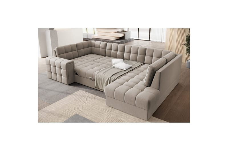 Seksjon Eltap Blewett 299x198x82 cm - Sola 18, Beige, Høyre - Møbler - Sofaer - Sovesofaer - Hjørnesovesofa