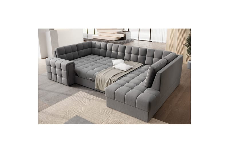 Seksjon Eltap Blewett 299x198x82 cm - Sola 4, Grå, Høyre - Møbler - Sofaer - Sovesofaer - Hjørnesovesofa
