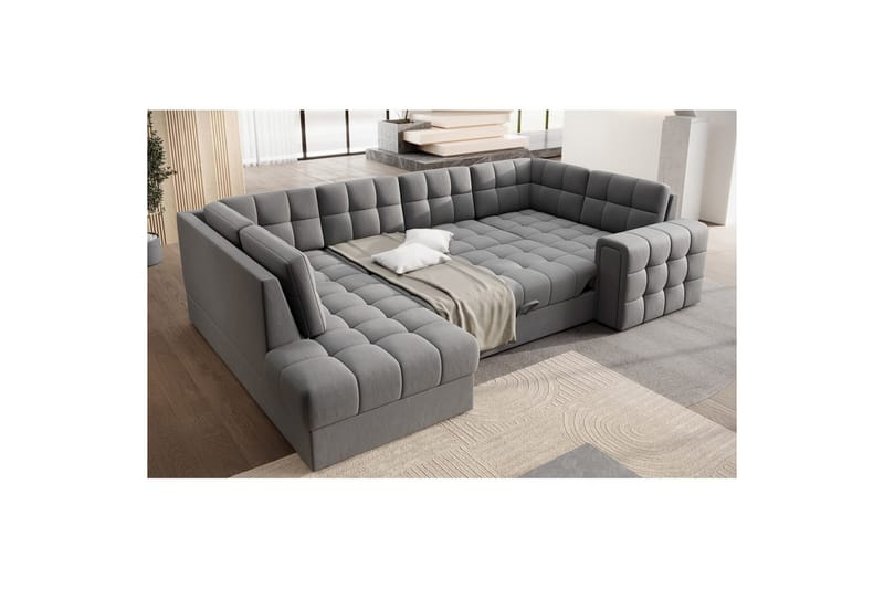 Seksjon Eltap Blewett 299x198x82 cm - Sola 4, Grå, Venstre - Møbler - Sofaer - Sovesofaer - Hjørnesovesofa