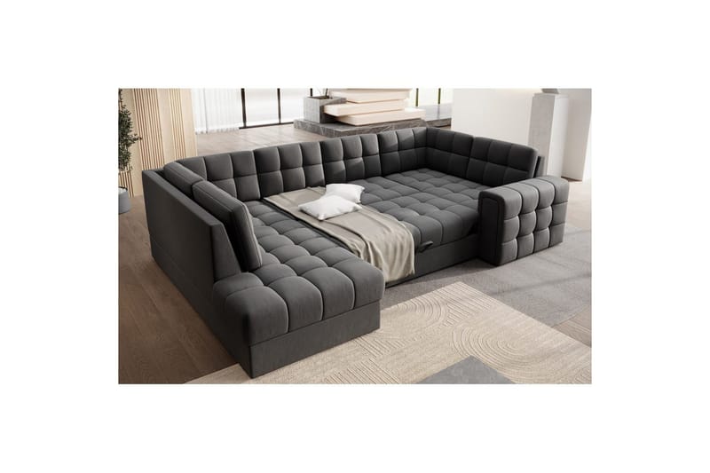 Seksjon Eltap Blewett 299x198x82 cm - Sola 6, Mørk grå, Venstre - Møbler - Sofaer - Sovesofaer - Hjørnesovesofa