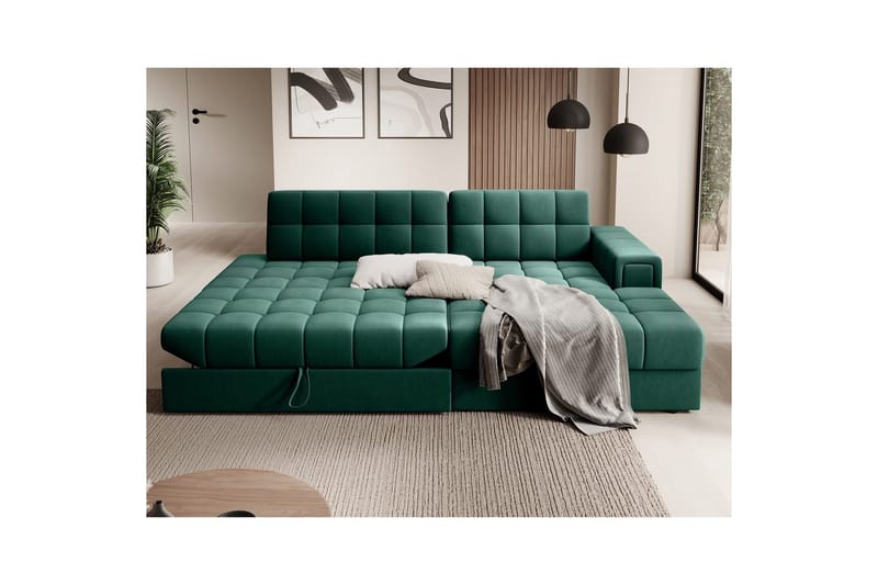 Seksjon Eltap Blezalt 240x150x82 cm - Lukso 35, Grønn, Høyre - Møbler - Sofaer - Sovesofaer - Sovesofa divan