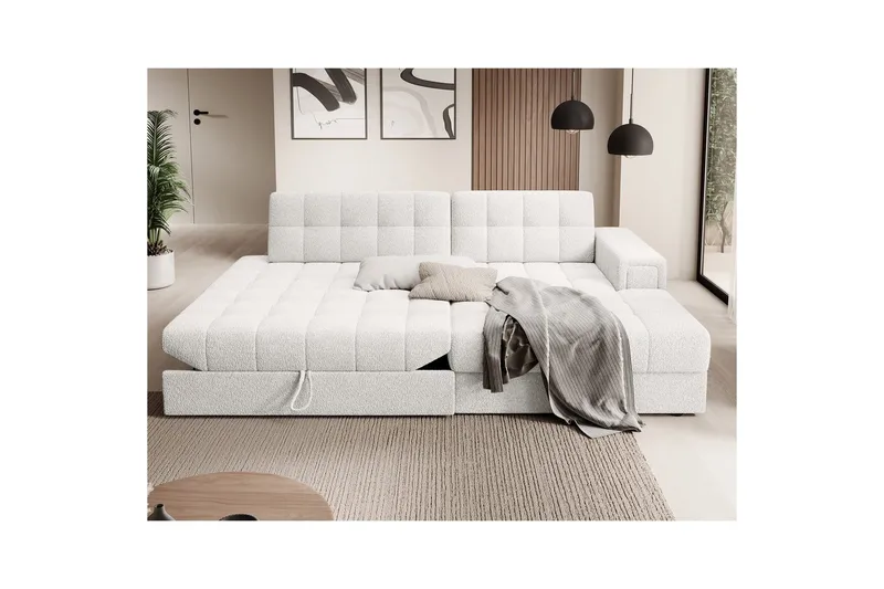 Seksjon Eltap Blezalt 240x150x82 cm - Royal 01, Hvit, Høyre - Møbler - Sofaer - Sovesofaer - Sovesofa divan