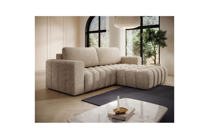 Seksjon Eltap Bonett 250x175x92 cm - Dora 21 Beige, Høyre - Møbler - Sofaer - Sovesofaer - Sovesofa divan