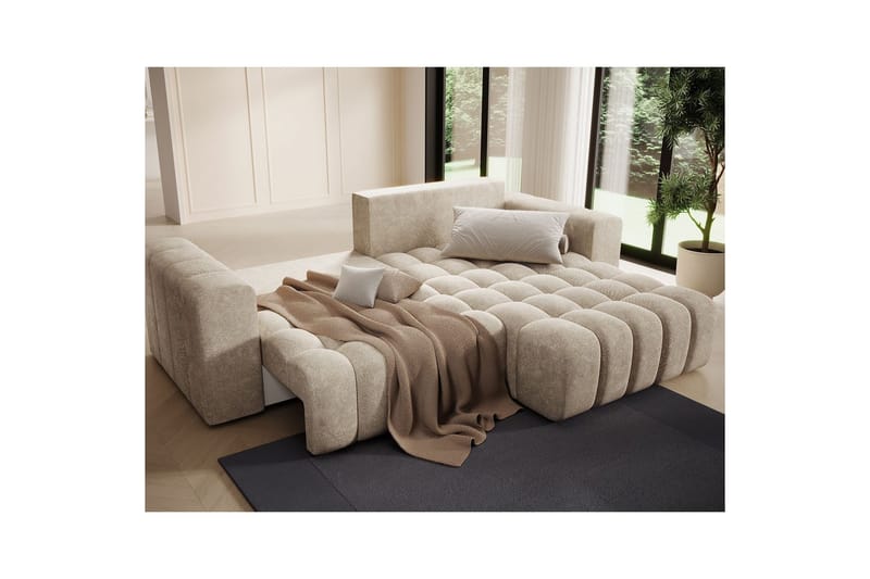 Seksjon Eltap Bonett 250x175x92 cm - Dora 21 Beige, Høyre - Møbler - Sofaer - Sovesofaer - Sovesofa divan
