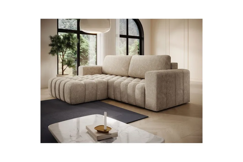Seksjon Eltap Bonett 250x175x92 cm - Dora 21 Beige, Venstre - Møbler - Sofaer - Sovesofaer - Sovesofa divan