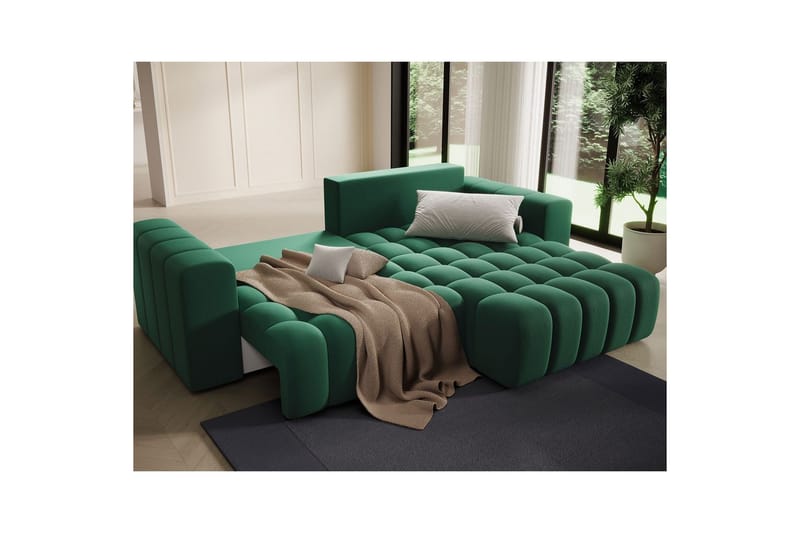 Seksjon Eltap Bonett 250x175x92 cm - Kronos 19, Mørk grønn, Høyre - Møbler - Sofaer - Sovesofaer - Sovesofa divan