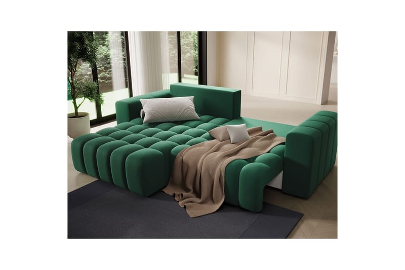 Seksjon Eltap Bonett 250x175x92 cm - Kronos 19, Mørk grønn, Venstre - Møbler - Sofaer - Sovesofaer - Sovesofa divan