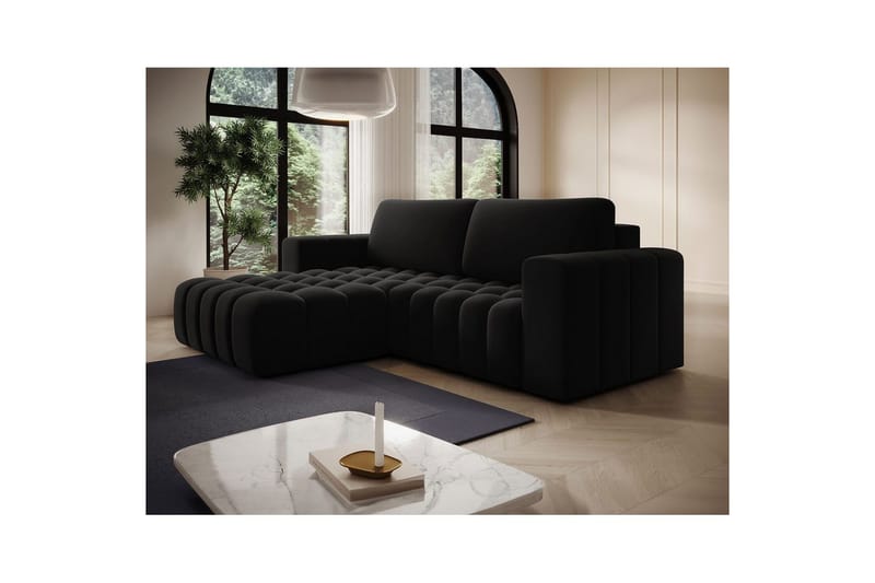 Seksjon Eltap Bonett 250x175x92 cm - Matt Velvet 99, Blå, Venstre - Møbler - Sofaer - Sovesofaer - Sovesofa divan