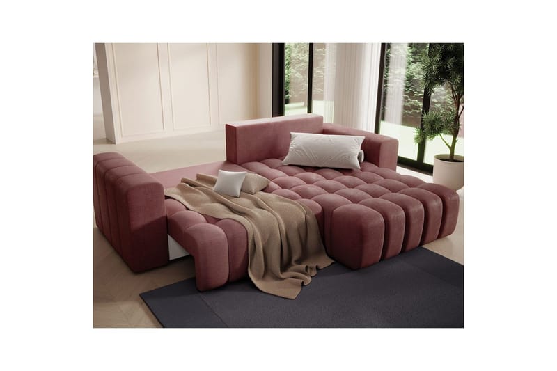 Seksjon Eltap Bonett 250x175x92 cm - Monolith 63, Rosa, Høyre - Møbler - Sofaer - Sovesofaer - Sovesofa divan