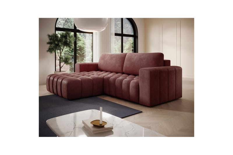 Seksjon Eltap Bonett 250x175x92 cm - Monolith 63, Rosa, Venstre - Møbler - Sofaer - Sovesofaer - Sovesofa divan