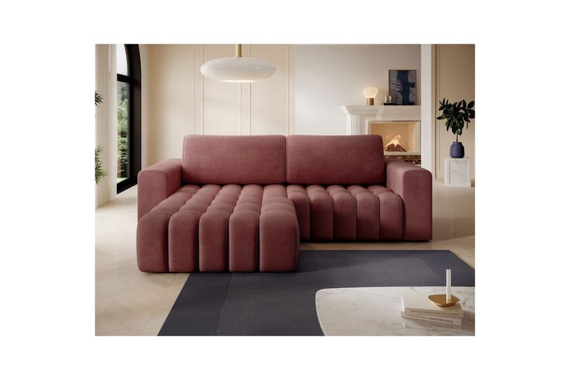 Seksjon Eltap Bonett 250x175x92 cm - Monolith 63, Rosa, Venstre - Møbler - Sofaer - Sovesofaer - Sovesofa divan