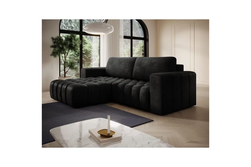 Seksjon Eltap Bonett 250x175x92 cm - Monolith 97, Mørk Grå, Venstre - Møbler - Sofaer - Sovesofaer - Sovesofa divan