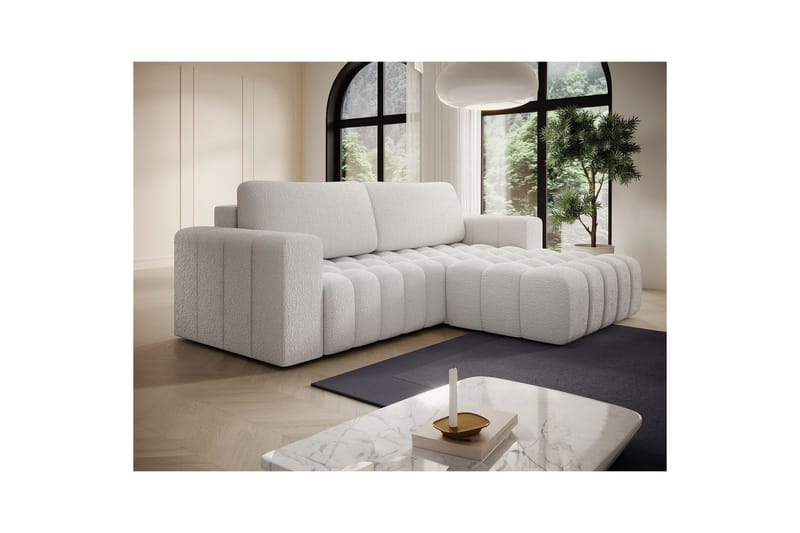 Seksjon Eltap Bonett 250x175x92 cm - Royal 01, Hvit, Høyre - Møbler - Sofaer - Sovesofaer - Sovesofa divan