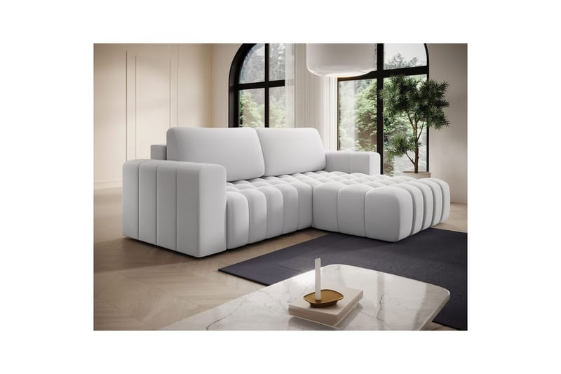 Seksjon Eltap Bonett 250x175x92 cm - Solar 01, Hvit, Høyre - Møbler - Sofaer - Sovesofaer - Sovesofa divan