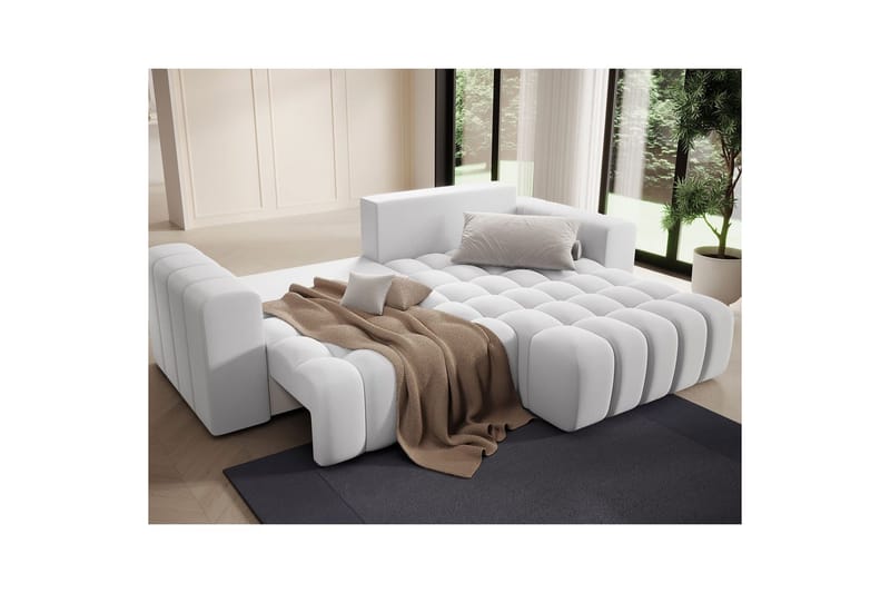 Seksjon Eltap Bonett 250x175x92 cm - Solar 01, Hvit, Høyre - Møbler - Sofaer - Sovesofaer - Sovesofa divan
