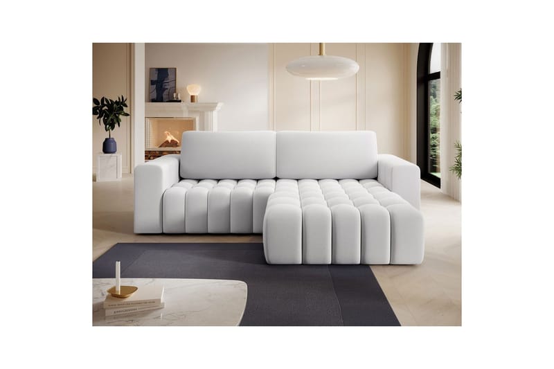 Seksjon Eltap Bonett 250x175x92 cm - Solar 01, Hvit, Høyre - Møbler - Sofaer - Sovesofaer - Sovesofa divan
